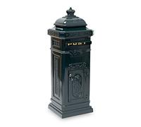 Relaxdays Freestanding Antique Mailbox, 101 x 34.5 x 31 cm, Nostalgic Post Box, Aluminium, British Design, Green