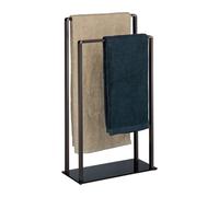 Relaxdays Freestanding Towel Rack, 2 Rails, Modern, Metal, Clothes Valet Stand, HxWxD: 80 x 45 x 20 cm, Bronze-Black
