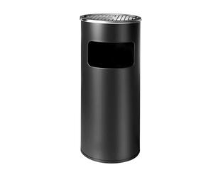 Relaxdays Freestanding Metal Ashtray with Removable Bin, 30L Smokers' Column, 60.5 x 23.5 cm, Black