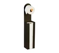 Relaxdays freestanding toilet roll holder, HxWxD: approx. 66x12x11cm, iron & bamboo, toilet roll storage, black/natural