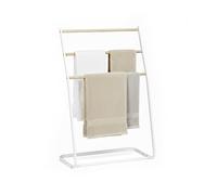 Relaxdays Freestanding Towel Ladder with 3 Rungs for Towels & Clothes, 86 x 58 x 30 cm, White