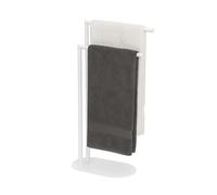 Relaxdays freestanding towel rack, HxWxD: 78.5 x 38.5 x 17 cm, metal, 2 adjustable bars, white