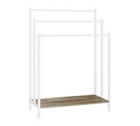 Relaxdays Freestanding Towel Rack with Shelf, 3 Bars, Wood-Effect, 81x60x28 cm, Natural/White