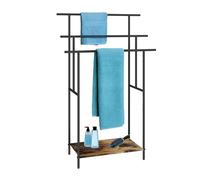 Relaxdays Freestanding Towel Rack with Shelf, Industrial Style, 100x68x30 cm, Brown/Black