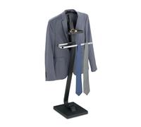 Relaxdays Valet Stand, with Tray, Clothes Butler, Jacket & Trouser Hanger, 112 x 56 x 32 cm, Steel & MDF, Grey/Silver, Fibreboard, 112 x 46 x 32 cm