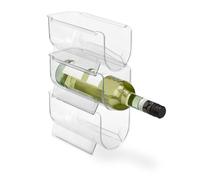 Relaxdays Fridge Bottle Organiser, Set of 3, Stackable, HxWxD: 10.5 x 11 x 20.5 cm, Transparent