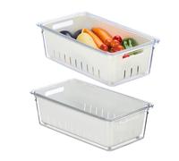 Relaxdays Fridge Container with Drainage Basket