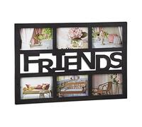Relaxdays Friends Picture Frame, Photo Gallery for 6 Photographs, Plastic, Horizontal, HWD: 33 x 48 x 1.5 cm, Black