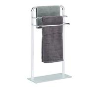 Towel Rack, Frosted Glass & Chrome, Clothes Valet Stand, Towel Holder, 3 Rails