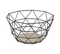 Relaxdays Fruit Bowl, Decorative Wire Basket, Fruits & Vegetables, Iron & Wood, Industrial Design, 14.5 x 28 cm, Black