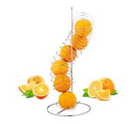 Relaxdays Fruit Holder, Metal Spiral Dispenser for Oranges & Apples, for 7 Pieces, HxWxD: 48 x 21 x 21 cm, Silver