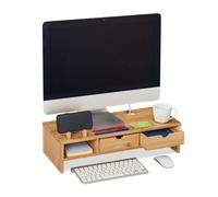 Relaxdays Functional Bamboo Monitor Stand