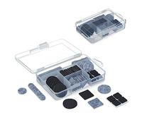 Relaxdays Furniture Pads, with Box, 136x Pack, Self Adhesive, Floor Protector, Anti-Slip, Square, Round, Grey/Black, Foam, 16 x 10 x 3.5 cm
