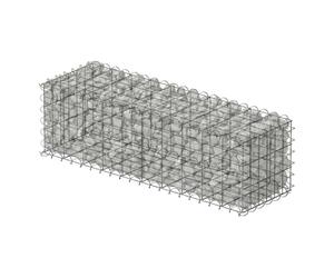 Relaxdays Gabion wall, Garden Privacy Screen, Stone Basket, 4 mm Wire, galvanised, HxWxD: 30x100x30 cm, Steel, Silver
