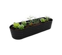 Relaxdays, galvanised metal half-round raised bed for flowers, plants & vegetables, 45x200x60 cm, black