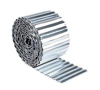 Relaxdays Galvanised Metal Lawn Edging, Flexible Bed Border, 5 m x 14 cm, Silver