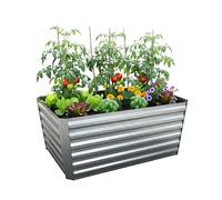 Relaxdays Galvanised Metal Raised Bed for Flowers, Plants & Veg, 60x120x60 cm, Rectangular Silver