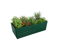 Relaxdays Galvanised Metal Raised Bed for Flowers, Plants & Vegetables, 60x200x100 cm, Square, Green