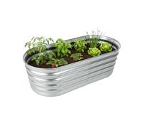 Relaxdays galvanised metal raised bed for plants and vegetables, half-round, 45x150x60 cm, silver