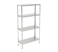 Relaxdays Galvanised Metal Shelving Unit, 2-pack, 4 shelves, 160 kg, silver