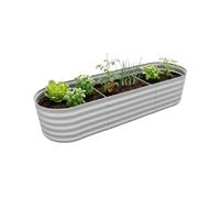 Relaxdays Galvanised Raised Bed Half-Round Planter for Flowers, Plants & Veg, 45x240x60 cm, Light Grey
