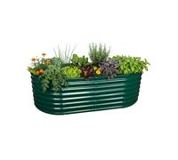 Relaxdays Galvanized Metal Raised Bed for Flowers, Herbs & Vegetables, Semi-Circular, 60x200x100 cm, Green