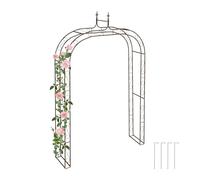 Relaxdays Garden Arbour, Metal, HWD: 240 x 155 x 39 cm, Rose Arch, Archway Trellis for Climbing Plants & Flowers, Brown, Steel