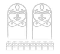 Relaxdays Garden Bed Fence, 10 Panels, Cast Iron, 32.5 x 17.5 cm, Antique, Flowerbed Edging, Decorative Border, White, 2.5 x 17.5 cm