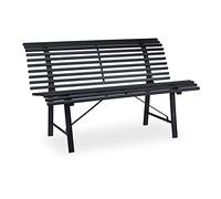 Relaxdays Garden Bench, 2 Seater, 130 x 75 x 79 cm (LxWxH), Durable Steel, Weatherproof Outdoor Seating, Anthracite, 79 x 130 x 75 cm
