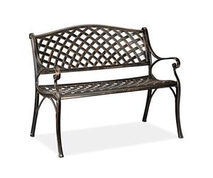 Relaxdays Garden Bench, 2 Seater, Terrace & Patio, Antique-Looking Design, Aluminium, Weatherproof, Black-Bronze, 102 x 60 x 82 cm