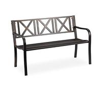 Relaxdays Garden Bench, 2 Seats, Terrace, Balcony, Solid Steel, Pretty Stable Bench, 80.5x127x63cm, Black-Bronze, 1 unit