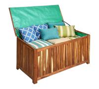 Relaxdays Garden Box, cushion, tools, 60x90x50 cm, acacia wood, natural