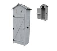Relaxdays garden cabinet, pine, asphalt roof, 3 shelves, fold-down table, HWD: 180.5 x 75 x 50 cm, grey