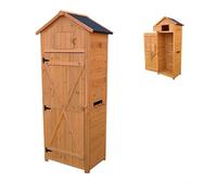 Relaxdays garden cabinet, pine, weatherproof roof, 3 removable shelves, folding table, HWD: 180.5 x 75 x 50 cm, orange