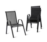 Relaxdays Garden Chairs, 4-Pc Set, High-Back, Armrests, Stackable, 150kg Capacity, Polyester & Metal, Anthracite, 90x56x