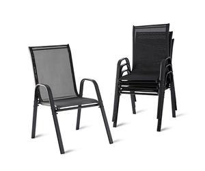 Relaxdays Garden Chairs, 4-Pc Set, High-Back, Armrests, Stackable, 150kg Capacity, Polyester & Metal, Anthracite, 90x56x