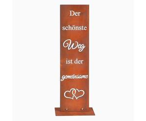 Relaxdays garden decoration rust-effect 'Most beautiful path', HxWxD 55x20x15 cm, Corten steel, outdoor sign, brown