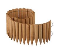 Relaxdays Garden Edging, Wooden Border, HWD: 20x120x2 cm, Flexible Push-In Fence, for Flowerbeds or Lawns, Natural, Wood