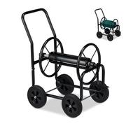 Relaxdays Garden Hosepipe Cart Metal Black