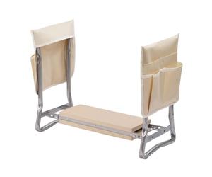 Relaxdays Garden Kneeler & Seat, Foldable, Padded with Tool Pockets, 2-in-1, Max 150 kg, Beige, 50x60x27.5 cm