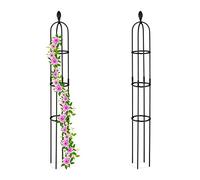 Relaxdays Garden Obelisk, Set of 2, 160 x 20 cm, Support for Climbing Plants, Free-Standing, Metal, Rose Cage, Black, Steel