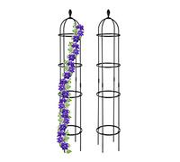 Relaxdays Garden Obelisk, Set of 2, 190 x 35 cm, Support for Climbing Plants, Free-Standing, Metal, Rose Cage, Black, Steel