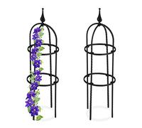 Relaxdays Garden Obelisk, Set of 2, 70 cm Tall, Support for Climbing Plants, Free-Standing, Rose Cage, Metal, Black