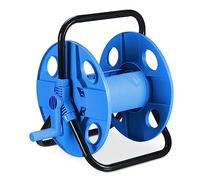 Relaxdays Garden Reel, 30 Meters 1/2" Hose, Handle, Steel, Plastic, Mobile. Space-Saving, HWD: 38x42x31 cm, Blue/Black
