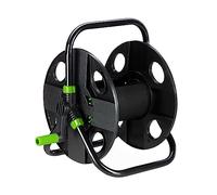 Relaxdays Garden Reel, 30 Meters 1/2" Hose, Handle, Steel, Plastic, Mobile. Space-Saving, HWD: 38x42x31 cm, Black/Green