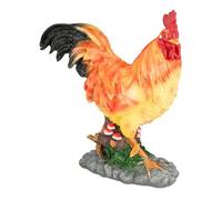 Relaxdays Garden Rooster Ornament, Weatherproof, Hand-Painted Chicken Figurine, UV-Resistant Decor, Statue, Polyresin, 34 x 30 x 11 cm