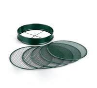 Relaxdays Garden Sieve, 5-in-1, Round Sieve Interchangeable Inserts, Diameter 30 cm, Metal Sieve Soil, Gravel & Sand, Stainless Steel, Green