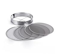 Relaxdays Garden Sieve 5-in-1, Round with Interchangeable Inserts, Ø30 cm, Soil, Gravel & Sand, Stainless Steel, Silver