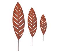 Relaxdays Garden stakes palm leaf set (3)