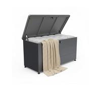 Relaxdays garden storage box, seat cushions, tools, weatherproof & UV-resistant, HxWxD: 59x115x50 cm, black